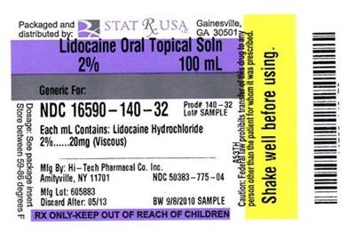 Lidocaine Label Image (Lidocaine Label 140)